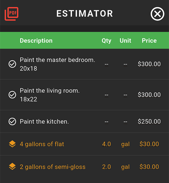 Build estimates on site